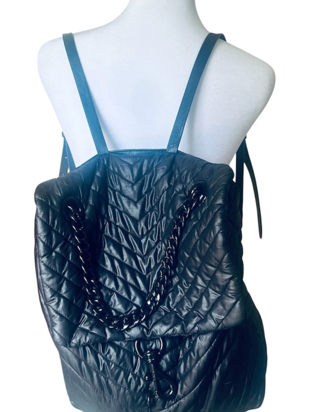👜 Rebecca Minkoff Edie Quilted Nylon Backpack Black EUC - Picture 2 of 12